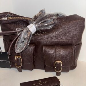 London Fog Brown Leather Handbag and Wallet NWT
